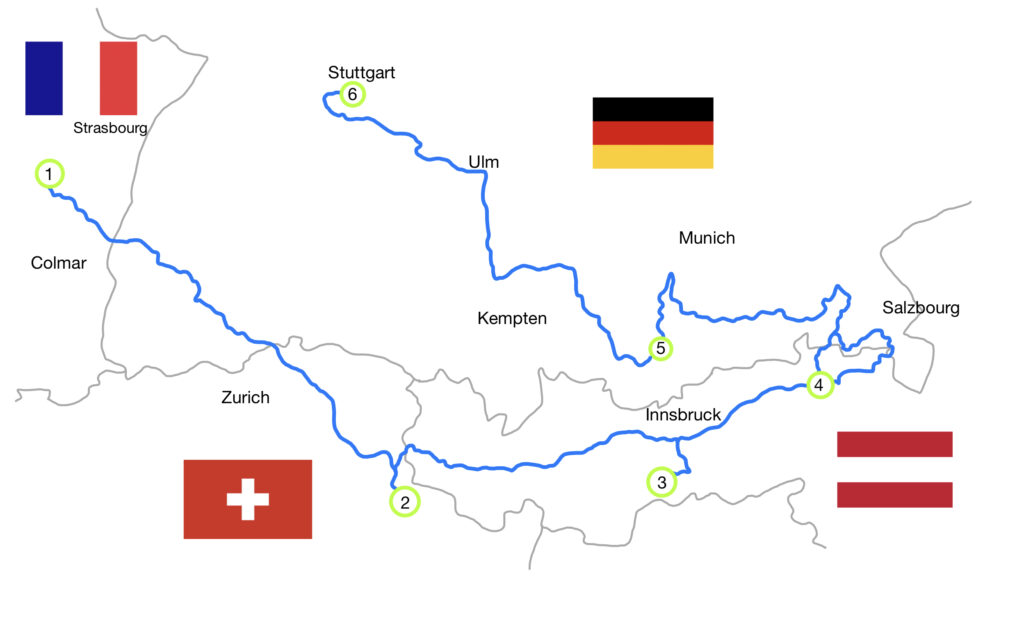 Carte rallye 3 Frontières 2024 Suisse Autriche et Allemagne